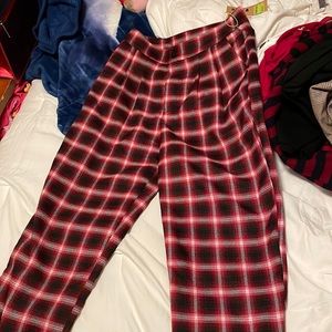 plaid straight trousers